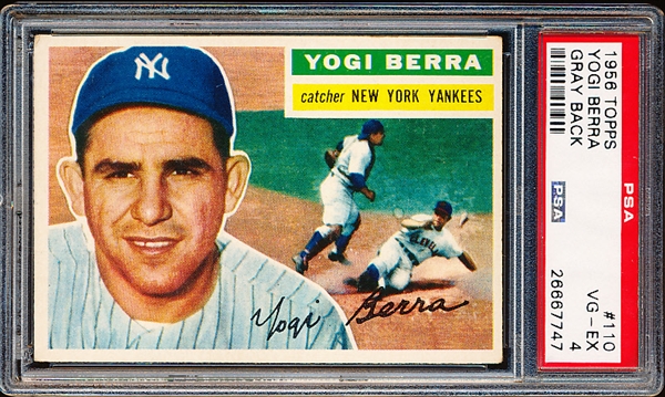 1956 Topps Baseball- #110 Yogi Berra, Yankees- PSA Vg-Ex 4