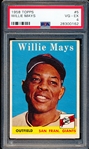 1958 Topps Baseball- #5 Willie Mays, Giants- PSA Vg-Ex 4