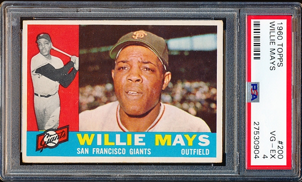 1960 Topps Baseball- #200 Willie Mays, Giants- PSA Vg-Ex 4 