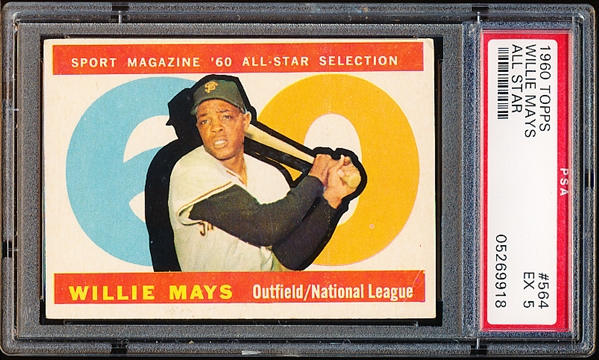 1960 Topps Baseball- #564 Willie Mays All Star- PSA Ex 5