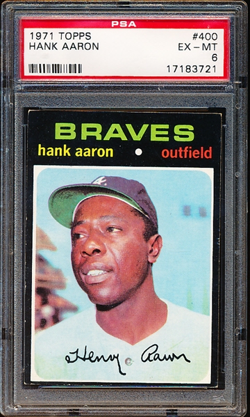 1971 Topps Baseball- #400 Hank Aaron, Braves- PSA Ex-Mt 6 