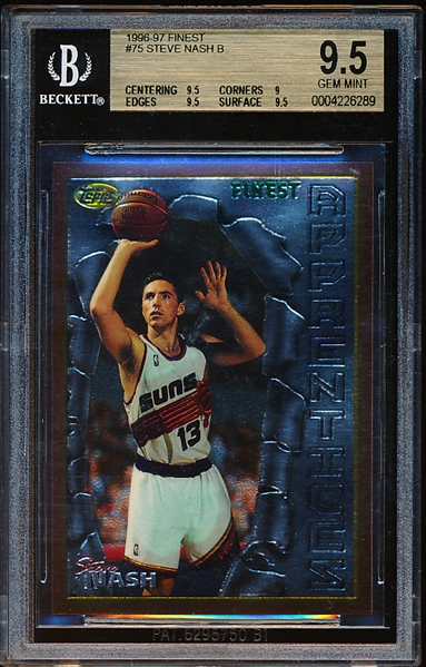 1996-97 Finest Basketball- #75 Steve Nash- Beckett Gem Mint 9.5