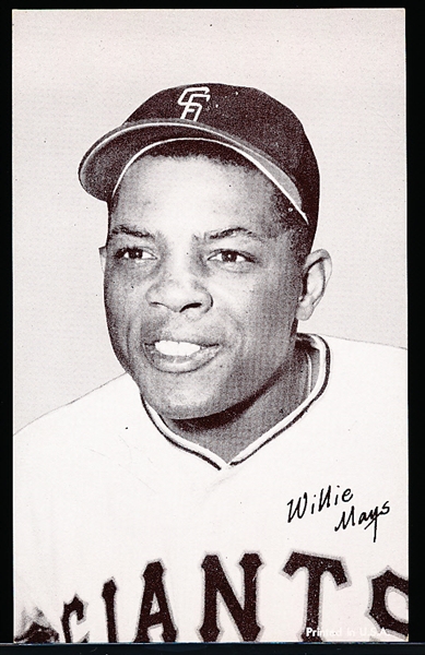 1962 Stat Back Baseball Exhibit- Willie Mays, Giants- Black Print Back