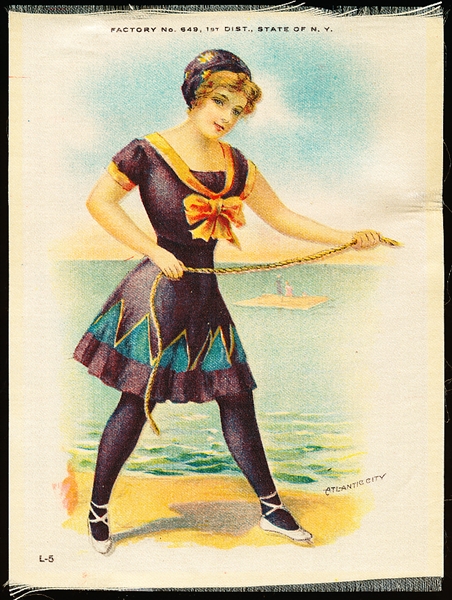 Early 1910’s American Tobacco Co. 4-3/4” x 6-1/4” Bathing Girls (S55) Silk Premium- #L-5 Atlantic City