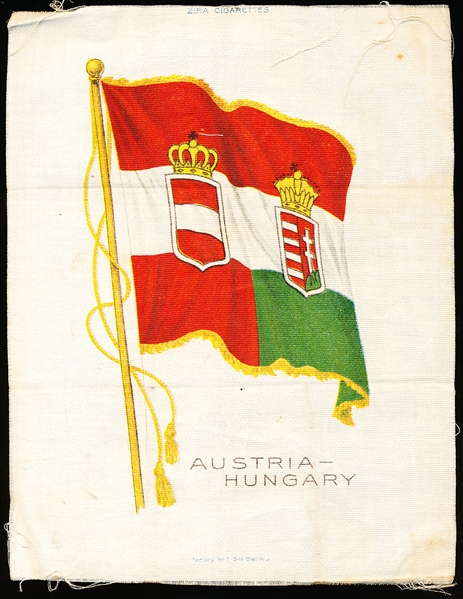 1910’s Nebo Cigarettes “Country Flag” 6-7/8” x 8-3/4” Tobacco Large Silk Premium- Austria-Hungary