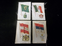 1910’s Nebo Cigarettes “Country Flag & Crest” Medium 3” x 5” Tobacco Silk Premiums- 4 Diff.