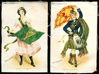 1910’s Nebo Cigarettes “Flag Girl” 3-1/4” x 4-7/8” Tobacco Silk Premiums- 2 Diff.