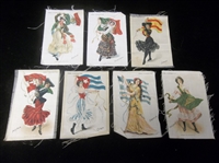 1910’s Nebo Cigarettes “Flag Girl” 3-1/4” x 4-7/8” Tobacco Silk Premiums- 7 Diff.