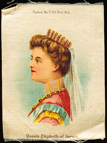 1910’s Nebo Cigarettes Queen Elizabeth of Servia 3-1/4” x 4-1/4” Tobacco Silk