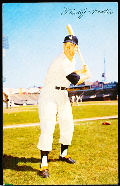 1953-55 Dormand Postcard- #111 Mickey Mantle- Batting Stance
