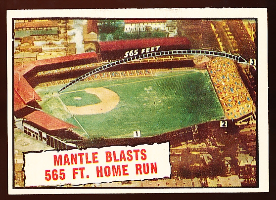 1961 Topps Baseball- #406 Mantle Blasts 565 Ft. Home Run