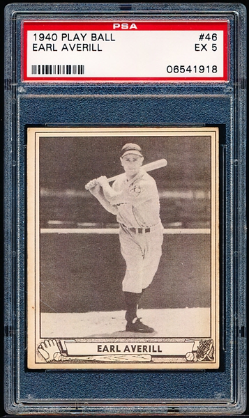 1940 Playball Baseball- #46 Earl Averill, Detroit Tigers- PSA EX 5