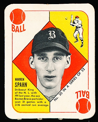 1951 Topps Bb Red Backs- #30 Warren Spahn, Braves