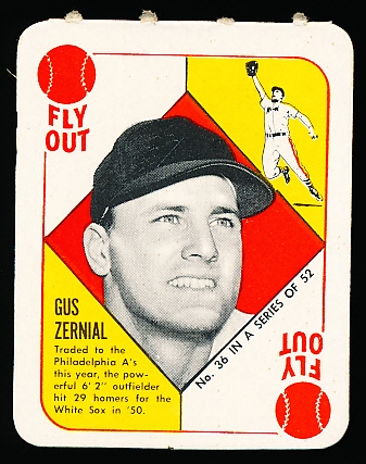 1951 Topps Bb Red Backs- #36 Gus Zernial, Philadelphia A’s Variation