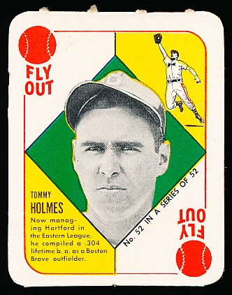 1951 Topps Bb Red Backs- #52 Tommy Holmes, Hartford Variation