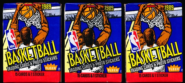 1989-90 Fleer Basketball- 3 Unopened Wax Packs