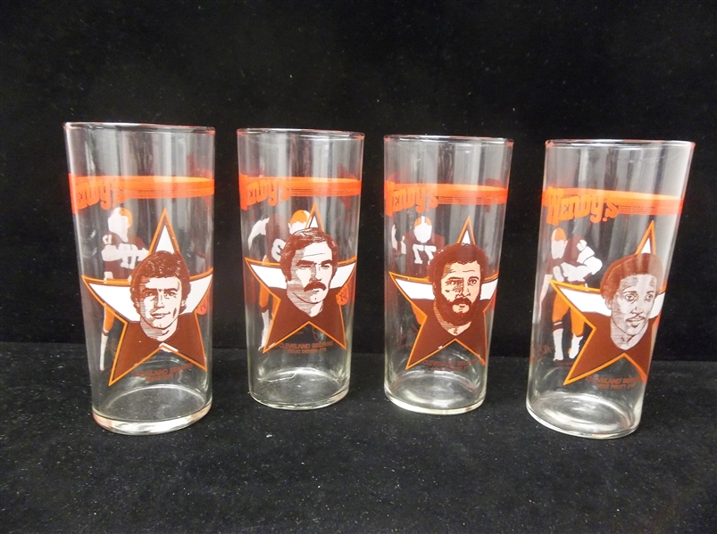 1981 Wendy’s/ Dr. Pepper Cleveland Browns Set of Four 6” Tall Drinking Glasses