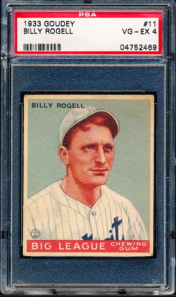 1933 Goudey Baseball- #11 Billy Rogell, Detroit Tigers- PSA Vg-Ex 4
