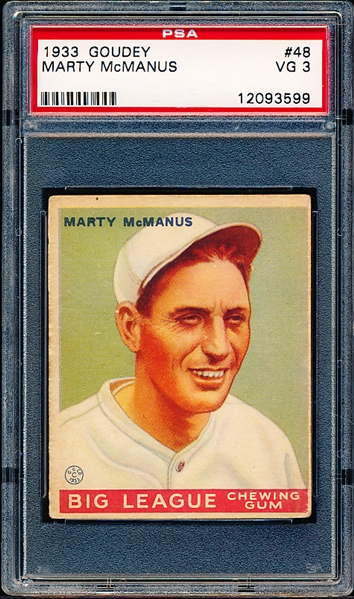 1933 Goudey Baseball- #48 Marty McManus, Boston Red Sox- PSA Vg 3