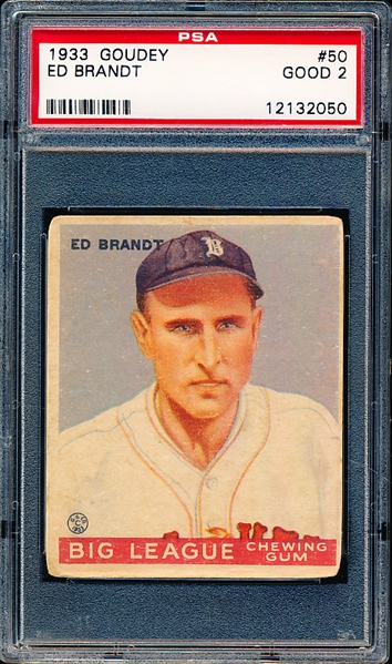 1933 Goudey Baseball- #50 Ed Brandt, Boston Braves- PSA Good 2