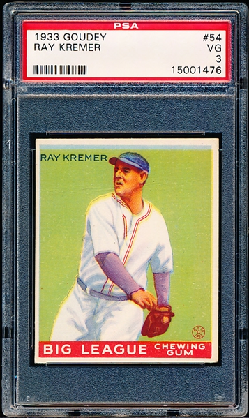 1933 Goudey Baseball- #54 Ray Kremer, Pirates- PSA Vg 3