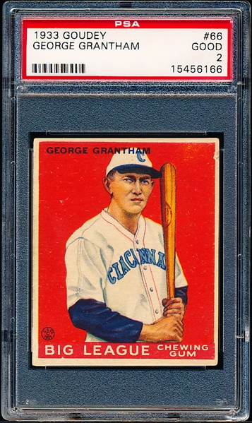 1933 Goudey Baseball- #66 George Grantham, Reds- PSA Good 2
