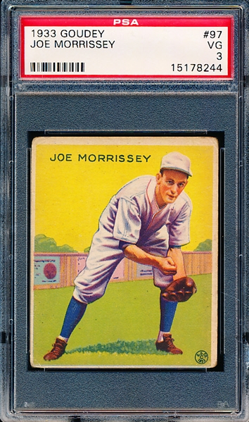 1933 Goudey Baseball- #97 Joe Morrissey, Reds- PSA Vg 3
