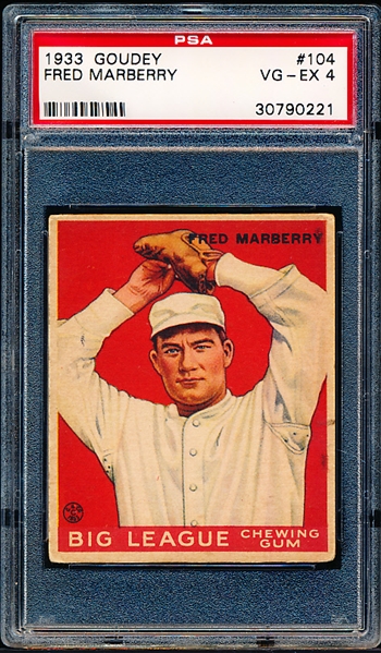 1933 Goudey Baseball- #104 Fred Marberry, Detroit Tigers- PSA Vg-Ex 4
