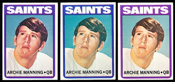 1972 Topps Fb- #55 Archie Manning RC- 5 Cards