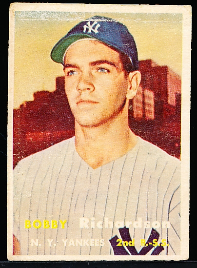 1957 Topps Baseball- #286 Bobby Richardson, Yankees- Semi Hi#