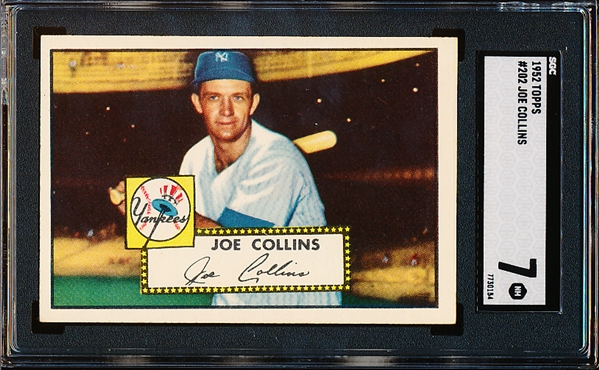 1952 Topps Baseball- #202 Joe Collins, Yankees- SGC 7 (NM)