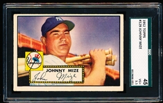 1952 Topps Baseball- #129 Johnny Mize, Yankees- SGC 45 (Vg+ 3.5)