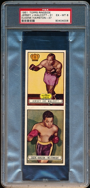 1951 Topps Ringside Boxing- 2 Card Panel- #31 Jersey Joe Walcott/ #37 Eugene Hairston- PSA Ex-Mt 6 