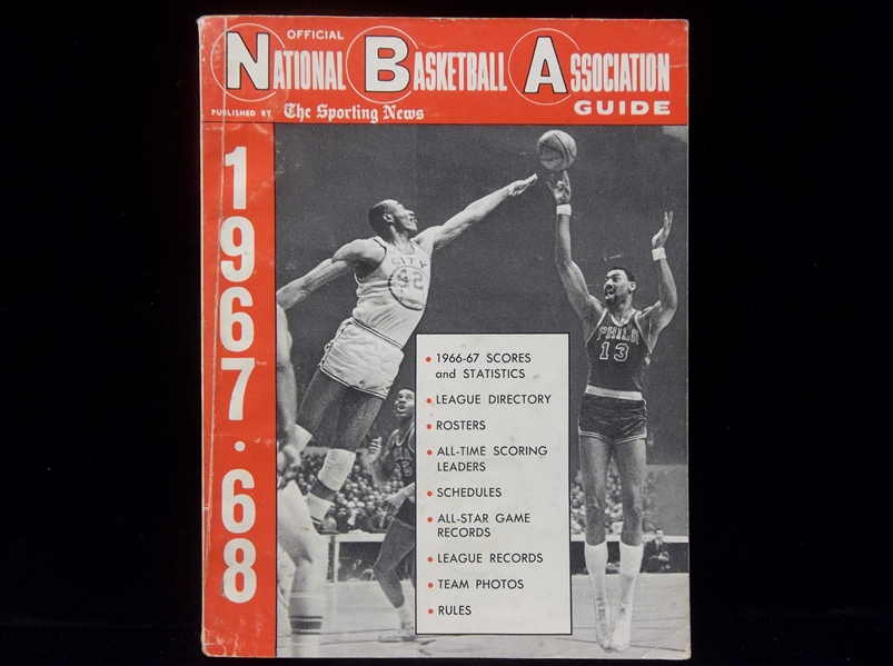 1967-68 The Sporting News Official NBA Guide- W. Chamberlain/N. Thurmond Game Action Cover