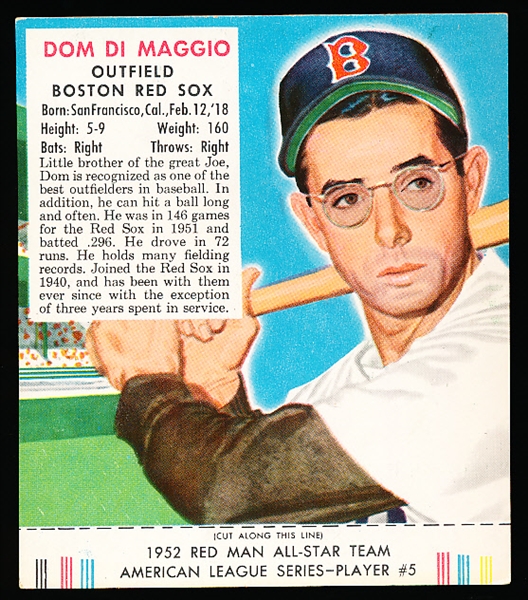 1952 Red Man with Tab- AL #5 Dom DiMaggio, Red Sox