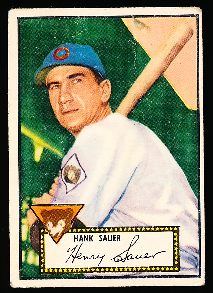 1952 Topps Baseball- #35 Hank Sauer, Cubs- Red Back
