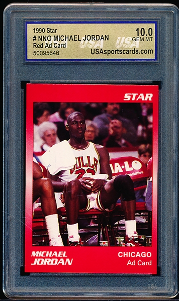1990 Star Company Bskbl. “Red Ad Card”- Michael Jordan- Graded USA Gem Mint 10.