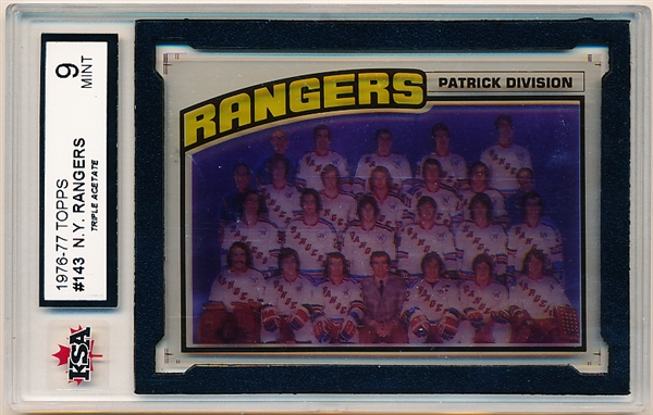 1976-77 Topps Hockey- Triple Acetate Film Proof- #143 N.Y. Rangers Team Picture- KSA Graded MINT 9