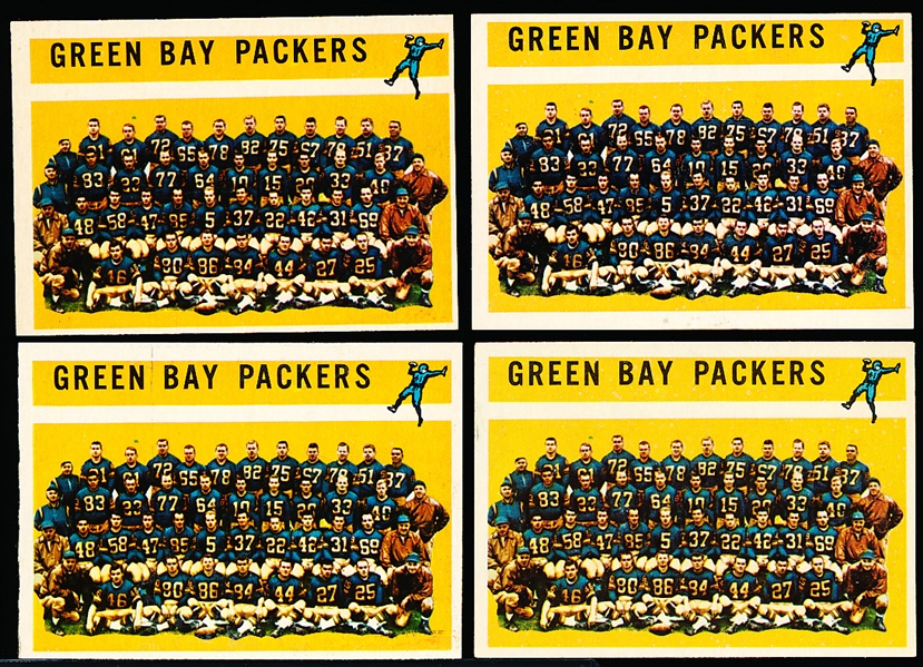 1960 Topps Fb- #60 Packers Team Card- 4 Cards