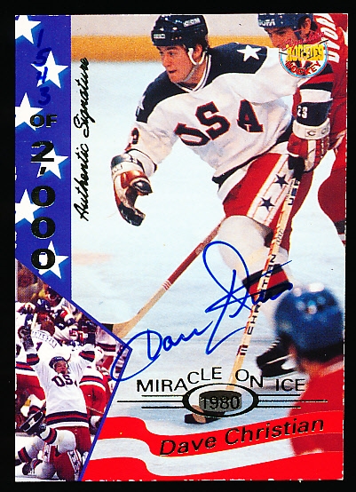 1995 Signature Rookies 1980 U. S. Olympic Team Hockey “Miracle on Ice Autograph” #5 Dave Christian