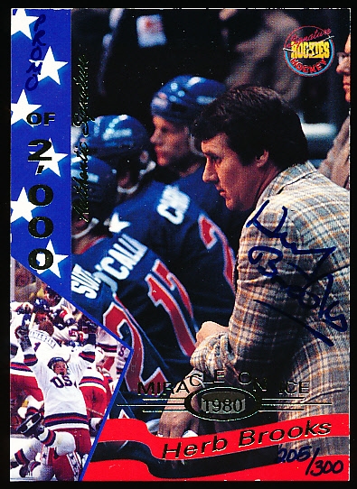 1995 Signature Rookies 1980 U. S. Olympic Team Hockey “Miracle on Ice Autograph” #42 Herb Brooks Promo #105/300
