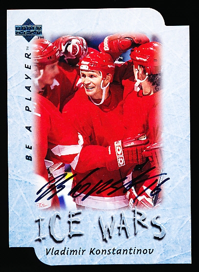 1995-96 Be A Player Hockey “Ice Wars Die-Cut Autograph” #S216 Vladimir Konstantinov, Red Wings