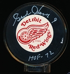 Autographed Gordie Howe Detroit Red Wings Logo Hockey Puck- SGC Certified