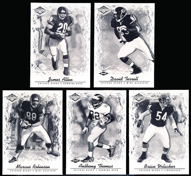 2001 Pacific Impressions Ftbl. “Shadow”- 5 Diff. Chicago Bears- #/25!