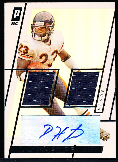 2006 Topps Paradigm Ftbl. “Autographed Relic” #TPDR-DH Devin Hester RC, Bears- #25/299.