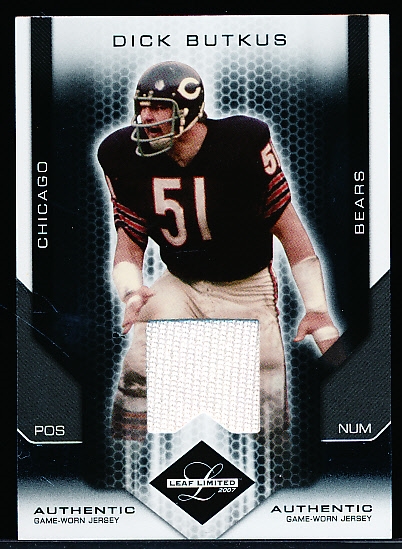 2007 Leaf Limited Ftbl. “Authentic Game Jersey” #121 Dick Butkus, Bears- #60/100.