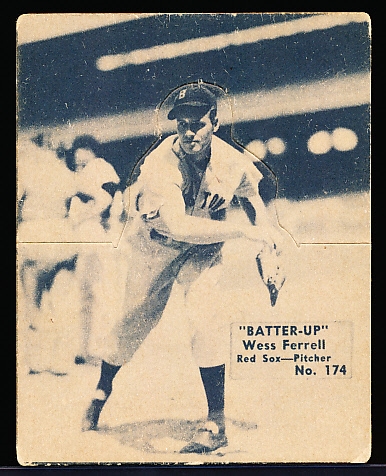 1934-36 Batter Up Bb- #174 Wess Ferrell, Red Sox- Hi# - Black & White Tone