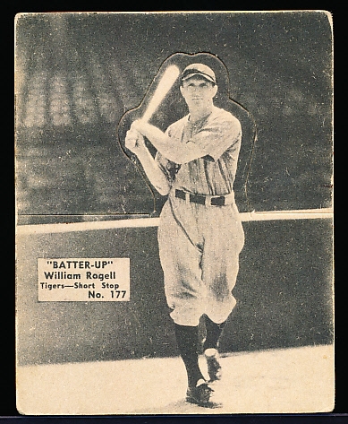 1934-36 Batter Up Bb- #177 William Rogell, Tigers Hi#- Black & White Tone