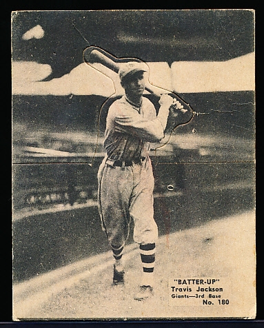 1934-36 Batter Up Bb- #180 Travis Jackson, Giants- Hi#- Black & White Tone