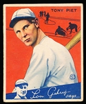 1934 Goudey Baseball- #8 Tony Piet, Reds